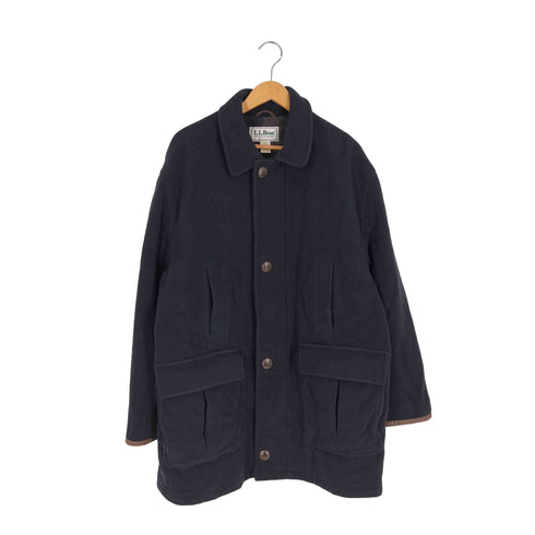 エルエルビーン L.L.Bean 80S USA製 Thinsulate 裏地チェック レザー切替 ウールコート メンズ import:L